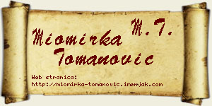 Miomirka Tomanović vizit kartica